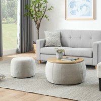 Ensemble de meubles de salon modernes en tissu avec rangement, canapé confortable, fauteuil et table basse pour appartement