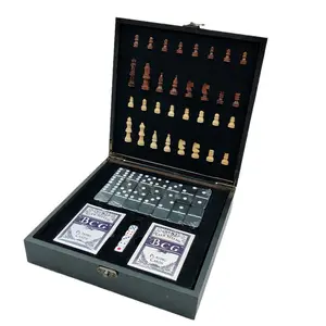 Set papan catur kayu kualitas tinggi kustom permainan beberapa papan catur dengan chip Poker Set mainan