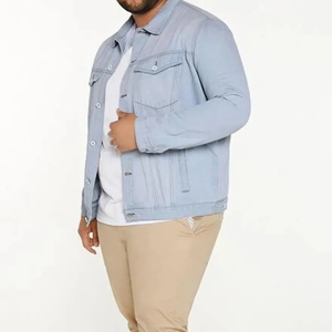 Chaqueta vaquera de talla grande para hombre, personalizada, Color sólido, informal, con solapa - Product Image 4