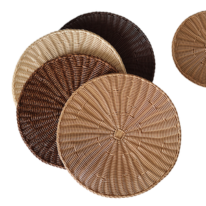 <b>Round</b> Faux Rattan <b>Placemat</b>, Wicker Handmade Wabi Sabi Style Mats and Pads Vietnam - Product Image 1
