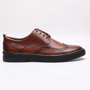 Chaussures habillées de luxe pour hommes de bonne qualité, chaussures derby en cuir véritable marron, chaussures pour hommes - Product Image 3