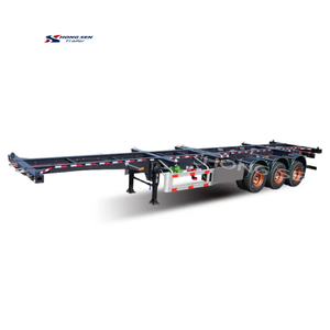 3 essieux 20 pieds 40 pieds <span class=keywords><strong>Transport</strong></span> squelette semi-remorque châssis conteneur maître <span class=keywords><strong>transport</strong></span> de conteneur avec serrures de remorque - Product Image 1