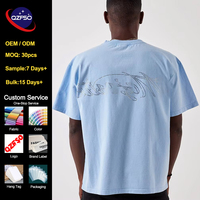 T-shirt surdimensionné QZFSO personnalisé à imprimé graphique, col côtelé épais, coupe ample, style Y2K, avec strass, pour homme, effet délavé vintage