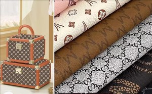 Cuero de PVC Directo de Fábrica, Estampado de Flores Antiguas, Cuadros, para Maletas, Cajas de Vino, Embalaje, Carteras, Tapicería de Tela, Bolsos - Product Image 3