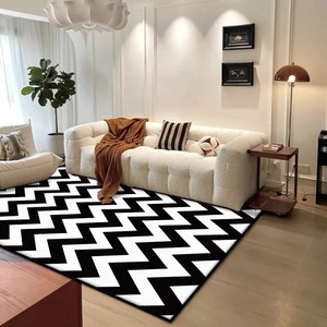 Tapis rayé noir et <span class=keywords><strong>blanc</strong></span> moderne, décoration minimaliste, tapis court en <span class=keywords><strong>velours</strong></span> pour chambre à coucher, salon, vestiaire, tapis de sol antidérapant - Product Image 4