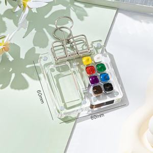 Boîte à couleurs en acrylique à 8 compartiments avec surface polie, kit <span class=keywords><strong>de</strong></span> <span class=keywords><strong>voyage</strong></span> portable et mini pince métallique écologique - Product Image 2