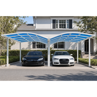 Abri de voiture en aluminium robuste, toit en arche moderne, construction durable pour une longue durée de vie, assemblage rapide, kit à assembler par visage à visage pour voiture et jardin