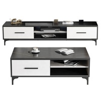 Dernier modèle de vente en gros de meuble TV de salon minimaliste multifonctionnel moderne avec table basse blanche ensemble prix d'usine de luxe