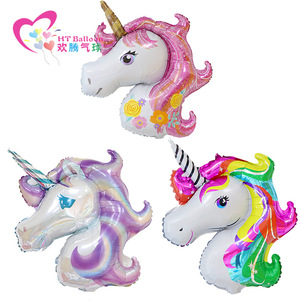 Unicorn Head Balloons Foil 45cm Cartoon <b>Birthday</b> Party <b>Decorations</b> - Product Image 1
