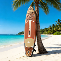 Planche à pagaie gonflable haut de gamme 11 pieds x 33 pouces avec motif bois foncé et pompe, SUP BLUEWAYS Mahogany pour une navigation élégante
