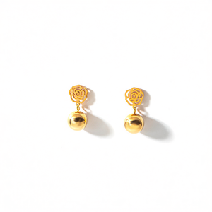 Pendientes Clásicos con Forma de Flor, Chapados en Oro, Joyería de Aleación con Material de Zinc - Product Image 2