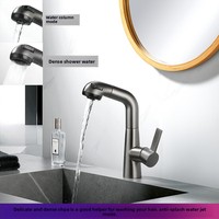Robinet de lavabo extractible à levage, en cuivre chromé, rotation à 360°, monotrou, pour vasque de salle de bain