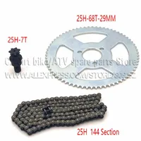 Chaîne 25H 144 maillons avec pignon arrière 68 dents et avant 7 dents 49CC arbre de pignon moteur pour Mini Moto Pocket Bike ATV Quad