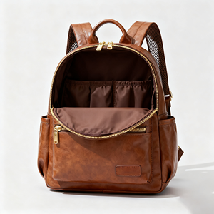 Nhà Sản Xuất Tốt Nhất Nâu Ăn Chay Da Du Lịch Thai Sản Thay Đổi Túi Chuyển Đổi Ba Lô Tã Túi Tã Ba Lô Với Dây Đeo - Product Image 3