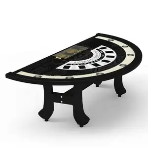 YH 2.2mカジノスタンダードソリッドウッドポーカーテーブルブラックジャックポーカーテーブルカップホルダー付き