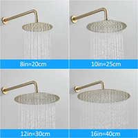 Robinet de douche encastré en laiton doré brossé, pommeau de douche pluie 8-16 pouces, mitigeur mural, certifié CE, personnalisable, vente en gros