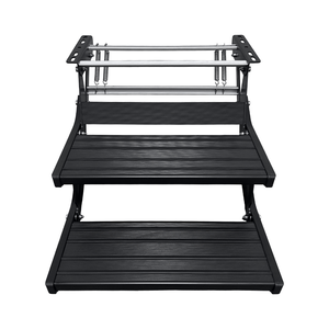 درجات جانبية من سبائك الألومنيوم عالية القوة بطبقتين للمركبات الترفيهية والكرفانات، درجة قابلة للطي يدويًا باللون الأسود HQRV - Product Image 2