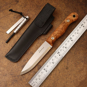 Cuchillo Bushcraft Profesional de Grado Industrial, Mango de Arce Ojo de Pájaro Estabilizado, Hoja AUS-8 Tratada al Vacío, Full Tang, OEM - Product Image 1