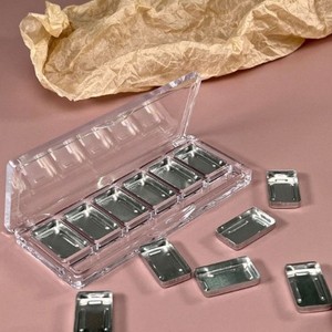 Paleta de Sombras de Ojos Rectangular Transparente de 6 Colores, Acrílica, para Muestras DIY, Envase Cosmético Portátil - Product Image 1