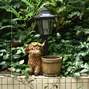 Statua Creativa <span class=keywords><strong>di</strong></span> Mucca delle Highland in Resina con Luce Solare, Decorazione per Esterni e <span class=keywords><strong>Casa</strong></span>, Artigianale con Motivo Animale, Oggetto da Collezione Religioso - Product Image 3