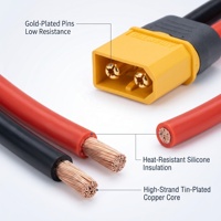 موصل Amass XT60 مخصص ذكر وأنثى مع سلك سيليكون 12AWG 14AWG لطائرات RC بدون طيار وبطاريات FPV