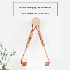 <span class=keywords><strong>Portarotolo</strong></span> per <span class=keywords><strong>Carta</strong></span> <span class=keywords><strong>Igienica</strong></span> in <span class=keywords><strong>Legno</strong></span> Intrecciato a Mano con Corda di Canapa, Design Senza Foratura per Bagno - Product Image 2