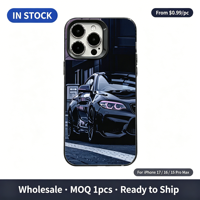 Coque TPU antichoc haut de gamme motif voiture de sport noire avec cadre de protection d'objectif pour iPhone 17 16 15 14 13 Pro Max