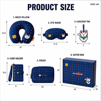 Set Perlengkapan Perjalanan Anak Kartun Kustom: Bantal Leher, Masker Mata, Tas Kosmetik, Tempat Paspor, Kotak Hadiah