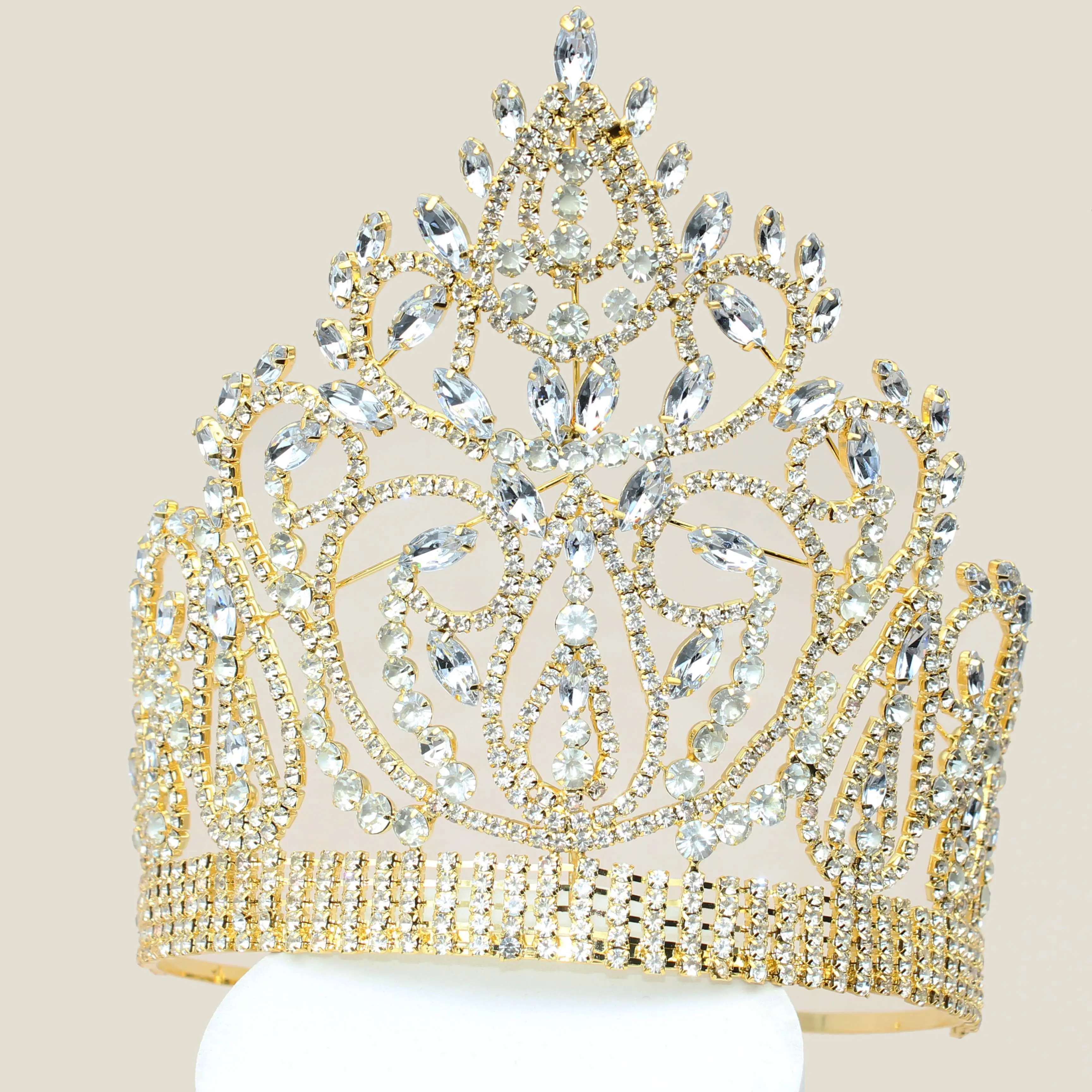 Jachon Bulk Princess Rhinestone Crystal Beauty Custom Grote Pageant Queen Miss World Kroon En Tiara