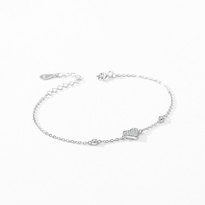 Pulsera de Cadena con Zirconia en Forma de Corazón, Simple y Elegante, de Plata de Ley S925, Exclusivamente para Mujeres, Versión de Cobre Personalizable - Product Image 6