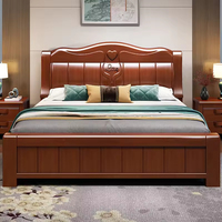 Vente en gros de lits modernes de luxe en bois massif, tailles Queen et King, avec rangement, meubles de chambre à coucher pas chers JY-B118