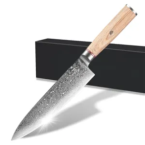 В наличии 67 слоев, дамасский поварский нож с деревянной ручкой, дамасский кухонный нож, японский VG10, дамасский поварский нож