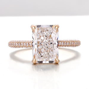 Anillo de Compromiso con Diamante de Corte Radiante de 3 Quilates, Joyería de Moda Personalizada, Anillo de Oro Sólido de 14K, Diamante de Laboratorio Certificado por IGI para Novias - Product Image 2