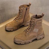 Sepatu Bot Wanita Musim Dingin 2026, Tinggi Setengah Betis, Bahan Atas Suede Sapi, Desain Serbaguna, Tali Sepatu dengan Ritsleting Samping, Sol Bertekstur Kasual