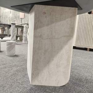 Table à manger en marbre <span class=keywords><strong>blanc</strong></span> travertin italien de luxe, meubles en pierre modernes, table de forme elliptique, table à manger haute, ensemble de 6 chaises - Product Image 4