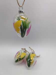 Ovo de Páscoa transparente de 6cm com estampa de borboleta e grama dentro, 3 unidades em caixa - Product Image 5