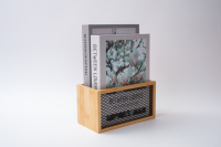 Petite boîte de rangement en métal et bambou, organiseur de bureau pour fournitures de bureau, épices de cuisine, cosmétiques de salle de bain, articles ménagers