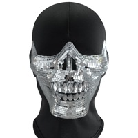 HLC Halloween Strass Fiesta Masque pour Hommes Femmes Carnaval Steampunk Diamant Masque Miroir Crâne Mâchoire Menton Fête Masques