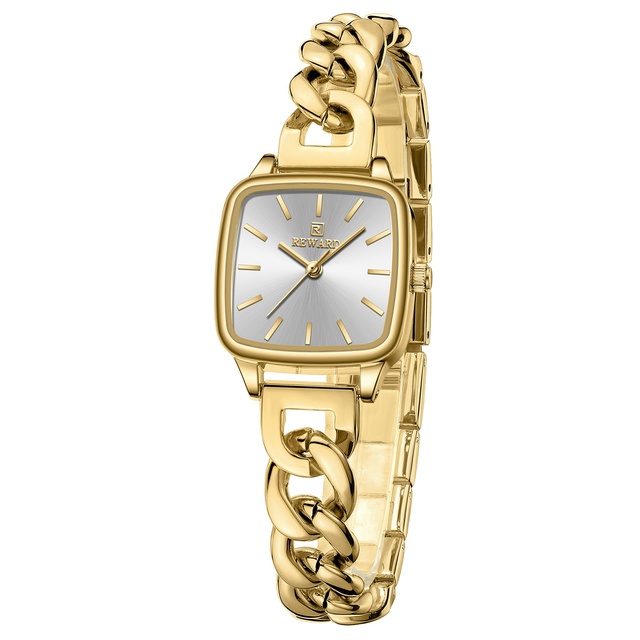 Reward Slim Elegant Custom Luxury Watch for Women Sunburst Dial Gold Alloy case Brass Bracelet Waterproof Lady Watches Quartz