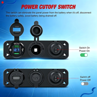 Panneau de commande marin 3 modules avec chargeur USB QC3.0, voltmètre et prise allume-cigare 12V, interrupteur marche/arrêt pour bateau, caravane, tout-terrain