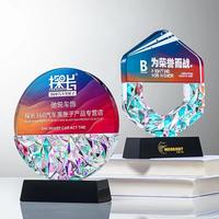 Plaque en Cristal Personnalisée Nouveau Design Rainbow Diamond Crystal Glass Awards Plaque Trophy