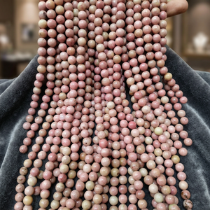 Perles facettées en rhodonite naturelle, pierres roses, perles rondes en vrac pour la fabrication de bijoux, bracelets et colliers - Product Image 5