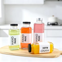 Contenant carré en verre cristal personnalisé multi-capacités avec bouchon couronne sérigraphié pour jus, café glacé, thé au lait - Modèle 040