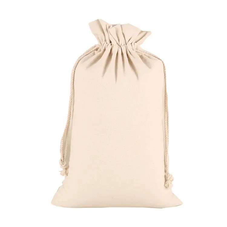 Sacchetti personalizzati in cotone con coulisse borsa riutilizzabile Eco Friendly in bianco piccola borsa con coulisse in cotone organico con Logo