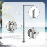 Colonne de douche extérieure en acier inoxydable pour hôtels, robinets de douche extérieurs en acier inoxydable 304/316