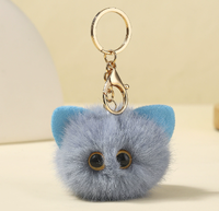 Porte-clés en peluche douce en forme de chat de dessin animé, porte-clés en peluche fait à la main, porte-clés moelleux et duveteux