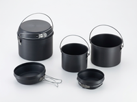 Peralatan Makan Hiking Aluminium Alloy 4-5L Kompor Gas Anodized Anti Lengket Portabel Set Peralatan Masak Outdoor Camping dengan Gagang Lipat