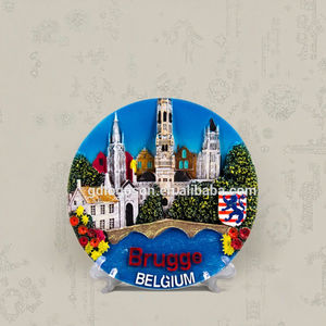 Belgio piatto Souvenir decorazione <span class=keywords><strong>da</strong></span> parete in resina 3D magneti <span class=keywords><strong>da</strong></span> frigo Brugge magnete in ceramica in resina piatto Souvenir - Product Image 1