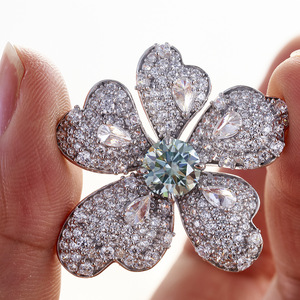 Moda Hip Hop tendenza Ring1ct6.5mm Round Gra Moissanite anello di diamanti Silver925 gioielli Design esagerato di lusso Moissanite anello - Product Image 2