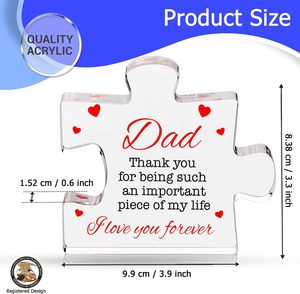 Blocco Puzzle in Acrilico Inciso - Regalo per la Festa del Papà e <span class=keywords><strong>Compleanno</strong></span> - Ricordo Emozionante per Papà, Figlio, <span class=keywords><strong>Figlia</strong></span>, Uomini - Product Image 3